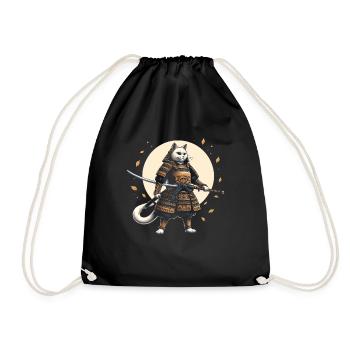 Japanische Samurai -Katzenkrieger Retro Ninja - Turnbeutel - Schwarz - Vorne