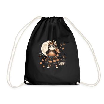 Japanische Samurai -Katzenkrieger Retro Ninja - Turnbeutel - Schwarz - Vorne