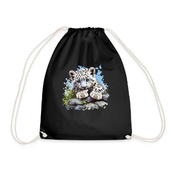 Snow Leopard Schneeleoparden Schneeleopard - Drawstring Bag - black - Front
