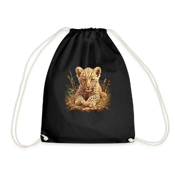 Leoparden Leopard - Turnbeutel - Schwarz - Vorne