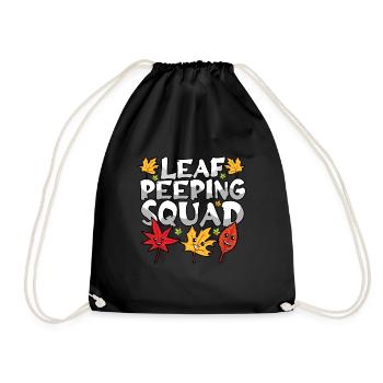 Leaf Peeping Squad Niedlicher Kawaii Laub Leaf Peeper - Turnbeutel - Schwarz - Vorne