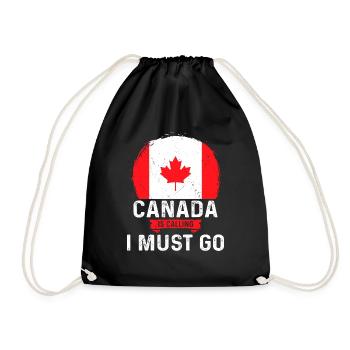Canada Is Calling And I Must Go Canadian Flag - Turnbeutel - Schwarz - Vorne