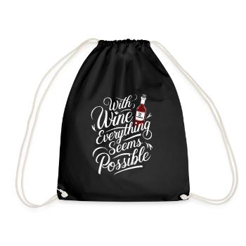 avec le vin tout est possible - humour - Sac de sport léger - noir - Devant