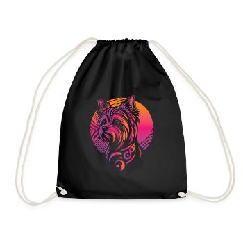 Yorkshire Terrier Stammes Moon Phases - Turnbeutel - Schwarz - Vorne