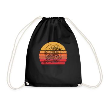 Seagull Tribal Moon Phases - Drawstring Bag - black - Front
