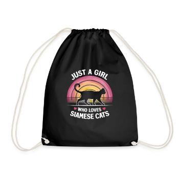 Katze Siamkatze Geschenk - Turnbeutel - Schwarz - Vorne