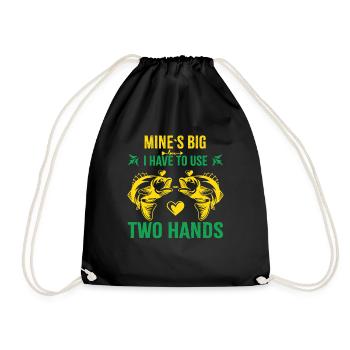 Funny Dad Fishing Mine`s Big Use Two Hands Bass Da - Turnbeutel - Schwarz - Vorne
