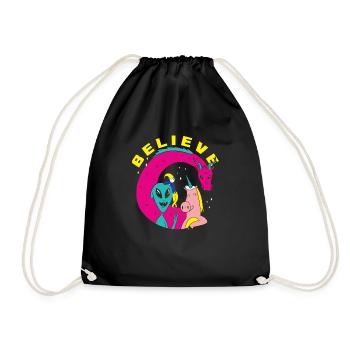 Lustiges Alien Außerirdische Geschenk - Turnbeutel - Schwarz - Vorne
