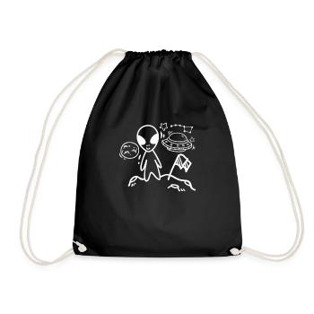 Lustiges Alien Außerirdische Geschenk - Turnbeutel - Schwarz - Vorne