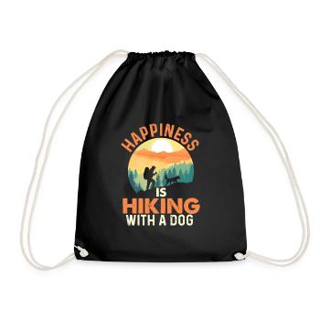Happiness Is Hiking With A Dog - Hiking Lover - Drawstring Bag - black - Front