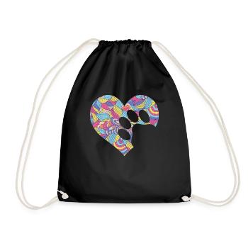 Colorful Paw Heart Fun Animal Pawprint Veterinary - Drawstring Bag - black - Front