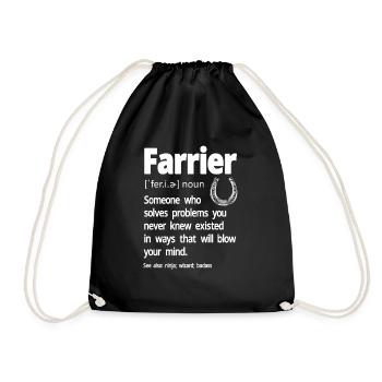 Farrier Horseshoe Horseshoeing - Drawstring Bag - black - Front
