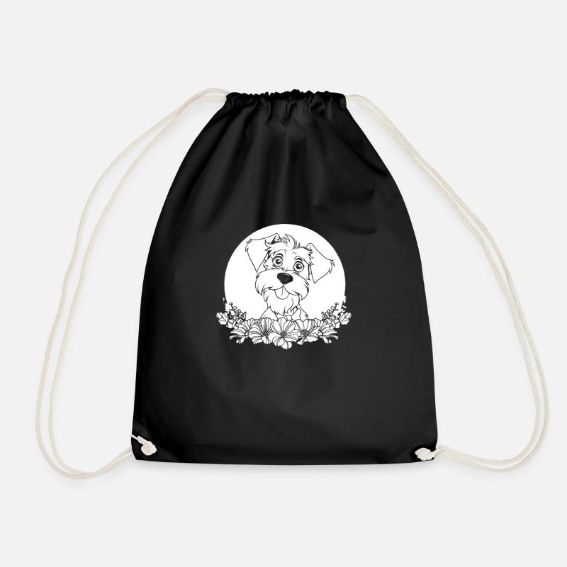 Schnauzer Wilde Blumen Floral Moon - Turnbeutel - Schwarz