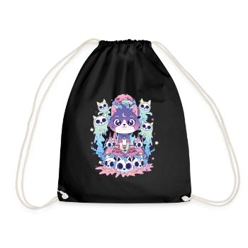 Cat Ouija Kawaii Occult Satanic Pastel Gothic - Drawstring Bag - black - Front