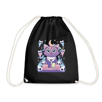 Ouija Chat Kawaii Occulte Satanique Pastel - Sac de sport léger - noir - Devant