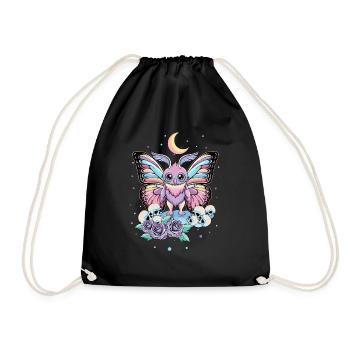 Mothman Moth Man Kawaii Occult Satanic Pastel - Drawstring Bag - black - Front