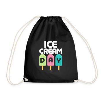 Ice Cream Day Summer Scoop Cone - Drawstring Bag - black - Front