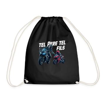 Like Father Like Son Biker Gift Humor Motorcycle Racing - Drawstring Bag - black - Front