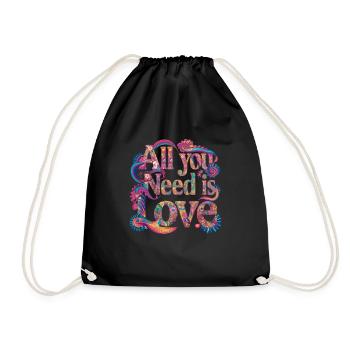 All You Need Is Love Hippie Flower Retro 60s 70s - Sac de sport léger - noir - Devant