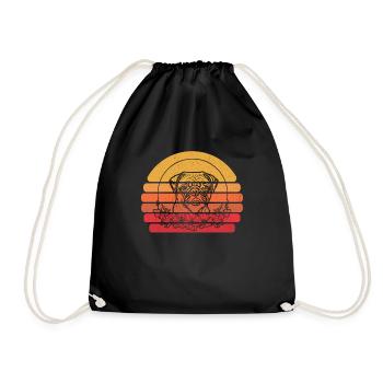 Pug Dog Wild Floral Moon - Drawstring Bag - black - Front