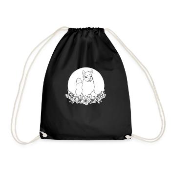 Lama Llama Wilde Blumen Floral Moon - Turnbeutel - Schwarz - Vorne