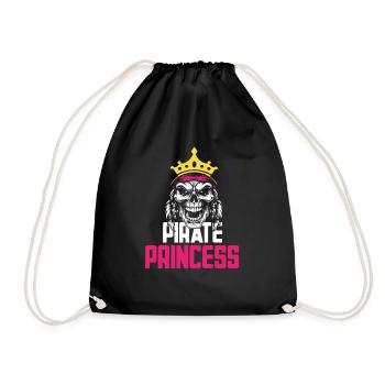 Piratenprinzessin Piratenschädel Kreuzknochen - Turnbeutel - Schwarz - Vorne