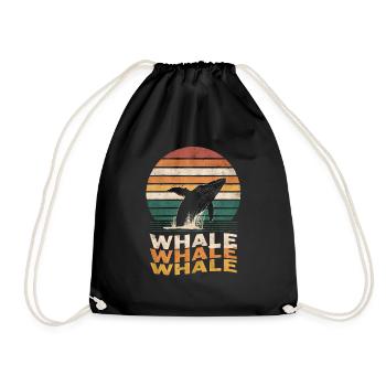Whale - Nature Protection - Drawstring Bag - black - Front