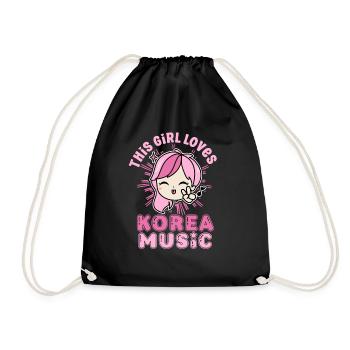 Idée cadeau motif coréen à la mode pour les fans de K-pop - Sac de sport léger - noir - Devant