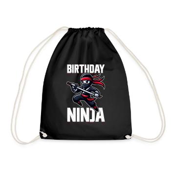 Birthday Ninja Birthday Party Theme Bday Ninja - Drawstring Bag - black - Front
