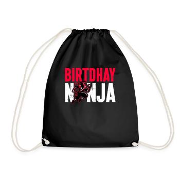 Birthday Ninja Birthday Party Theme Bday Ninja - Drawstring Bag - black - Front