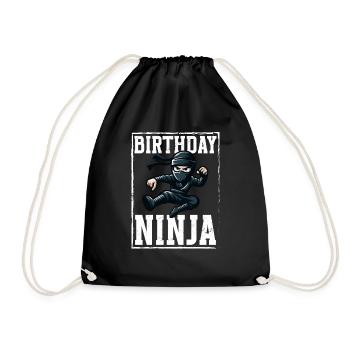 Birthday Ninja Birthday Party Theme Bday Ninja - Drawstring Bag - black - Front