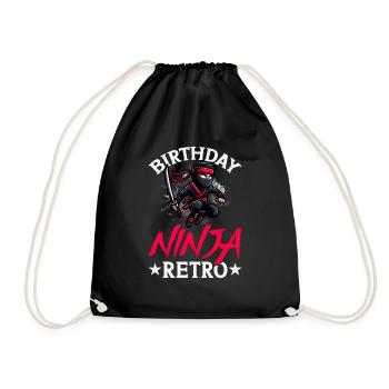 Birthday Ninja Birthday Party Theme Bday Ninja - Drawstring Bag - black - Front