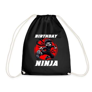 Birthday Ninja Birthday Party Theme Bday Ninja - Drawstring Bag - black - Front
