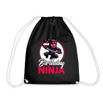 Birthday Ninja Birthday Party Theme Bday Ninja - Drawstring Bag - black - Front