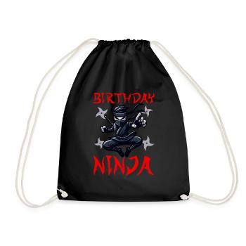 Birthday Ninja Birthday Party Theme Bday Ninja - Drawstring Bag - black - Front