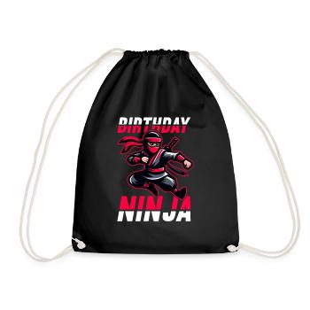 Birthday Ninja Birthday Party Theme Bday Ninja - Drawstring Bag - black - Front