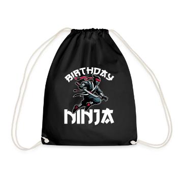 Birthday Ninja Birthday Party Theme Bday Ninja - Drawstring Bag - black - Front