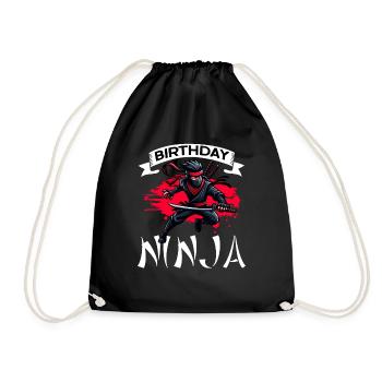 Birthday Ninja Birthday Party Theme Bday Ninja - Drawstring Bag - black - Front