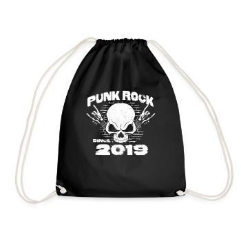 Punk Rock Since 2019 - Skull Rock Hands 5th - Drawstring Bag - black - Front