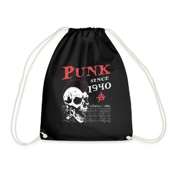 Punk Since 1940, Punks Not Dead, 84 Years Old and - Drawstring Bag - black - Front