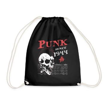 Punk seit 1944, Punks Not Dead, 80 Jahre alt und - Turnbeutel - Schwarz - Vorne