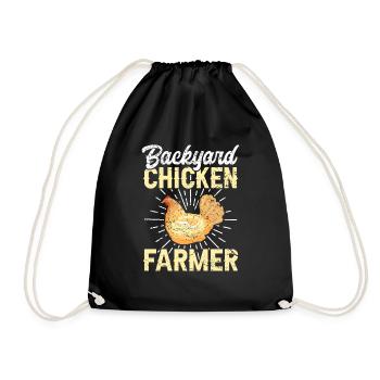 chicken breeder rooster hen backyard chickens - Drawstring Bag - black - Front
