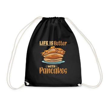 Pancake Frühstück Pfannkuchen - Turnbeutel - Schwarz - Vorne