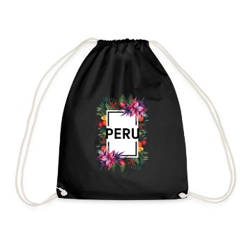 Machu Picchu Geschenk - Turnbeutel - Schwarz - Vorne