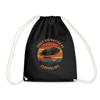 Luftschiff Zeppelin Geschenk - Turnbeutel - Schwarz - Vorne