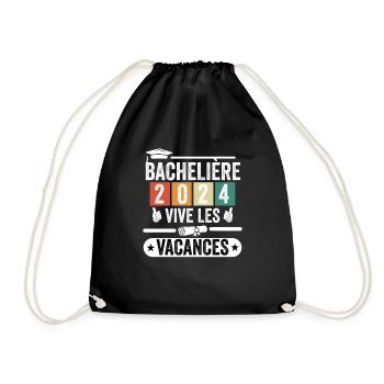 Cadeau Bachelière Bac 2024 vive les vacances - Sac de sport léger - noir - Devant