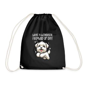 Wheaten Terrier Fucked Up Day - Drawstring Bag - black - Front