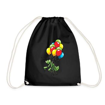 An Luftballons Hängende Gottesanbeterin - Turnbeutel - Schwarz - Vorne