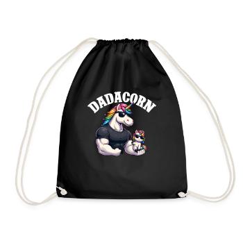 Dadacorn Unicorn Dad Dad Father's Day Daughter - Drawstring Bag - black - Front