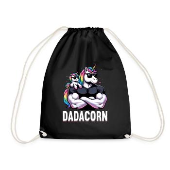 Dadacorn Unicorn Dad Dad Father's Day Daughter - Drawstring Bag - black - Front